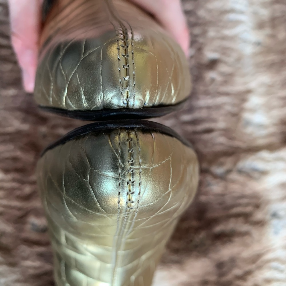 Max Mara Salice Ankle Boots Gold Croc - Picture 6 of 10